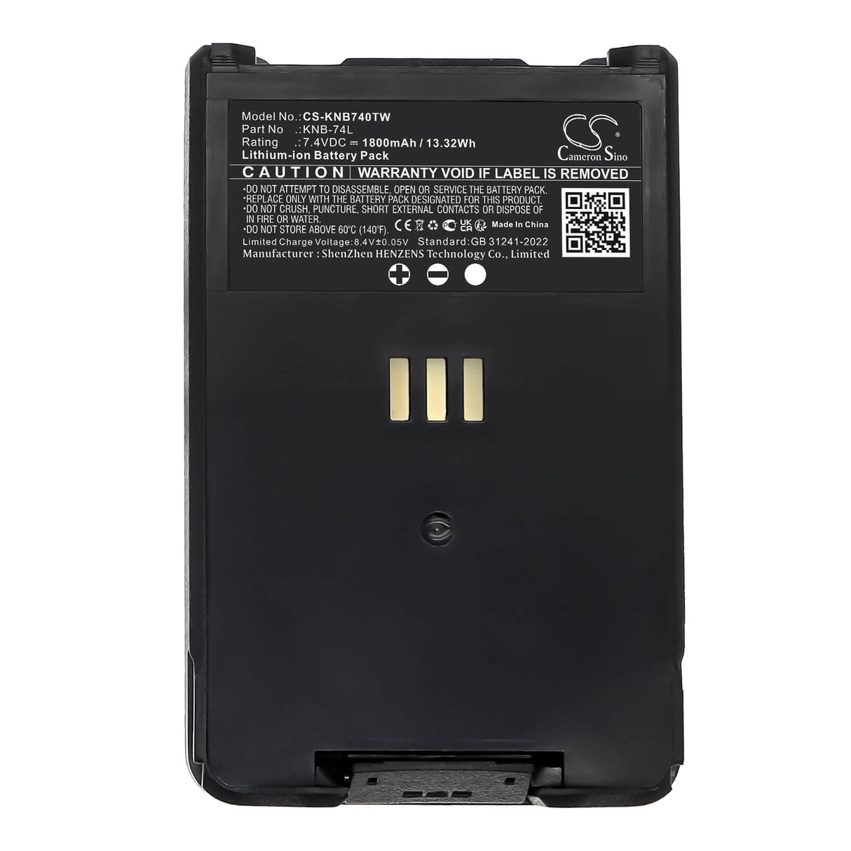 7.4V, Li-ion, 1800mAh, Two-Way Radio battery fits Kenwood, KNB-74L, TH-D74, TH-D74A, 13.32Wh Two-Way Radio Cameron Sino Technology Limited