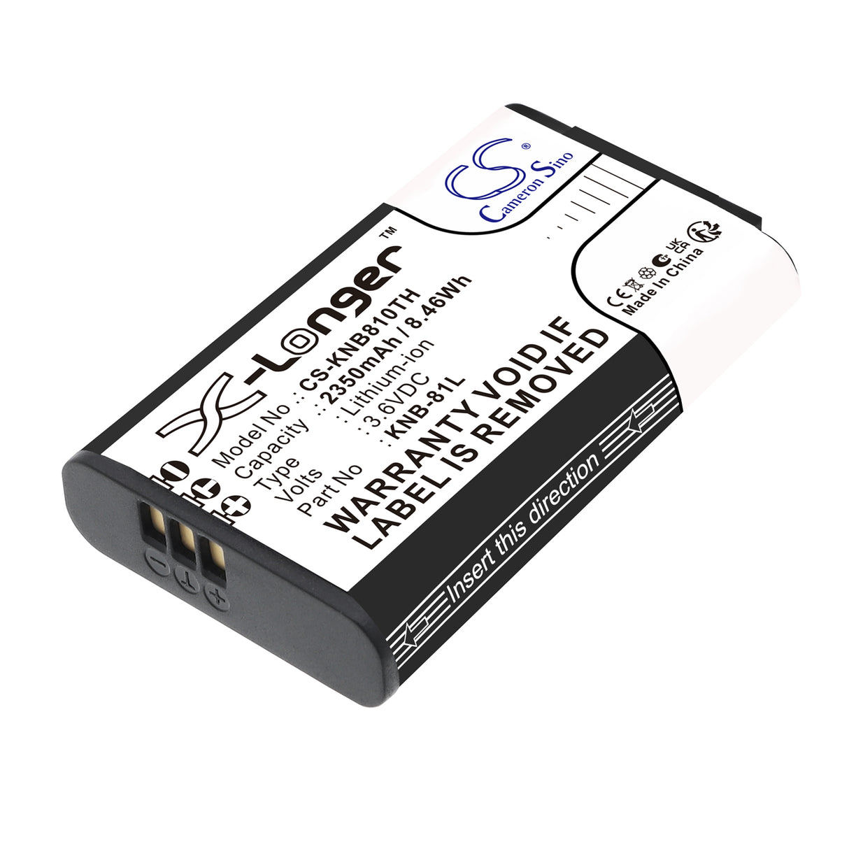 3.6V, Li-ion, 2350mAh, Two-Way Radio battery fits Kenwood, KNB-81L, NX-P500, PKT-300, 8.46Wh Two-Way Radio Cameron Sino Technology Limited