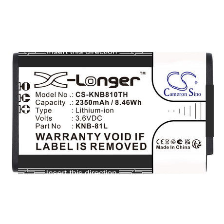 3.6V, Li-ion, 2350mAh, Two-Way Radio battery fits Kenwood, KNB-81L, NX-P500, PKT-300, 8.46Wh Two-Way Radio Cameron Sino Technology Limited