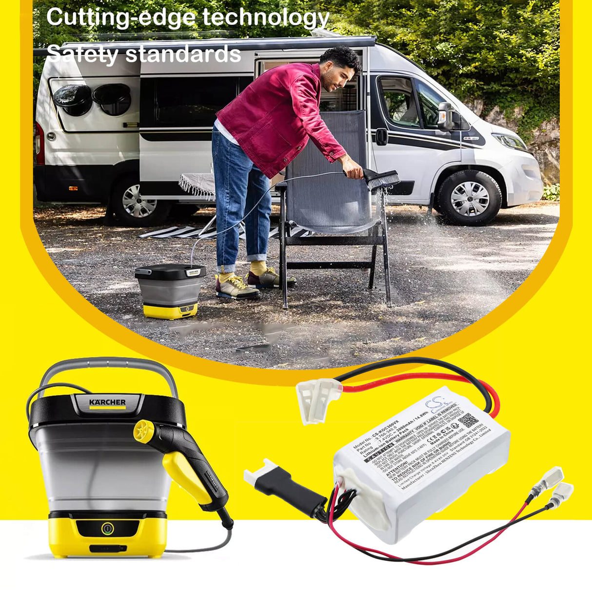 7.4V, Li-ion, 2000mAh, Power Washer battery fits Karcher, 9.766-340.0, OC 3 Foldable, 14.8Wh Power Tools Cameron Sino Technology Limited