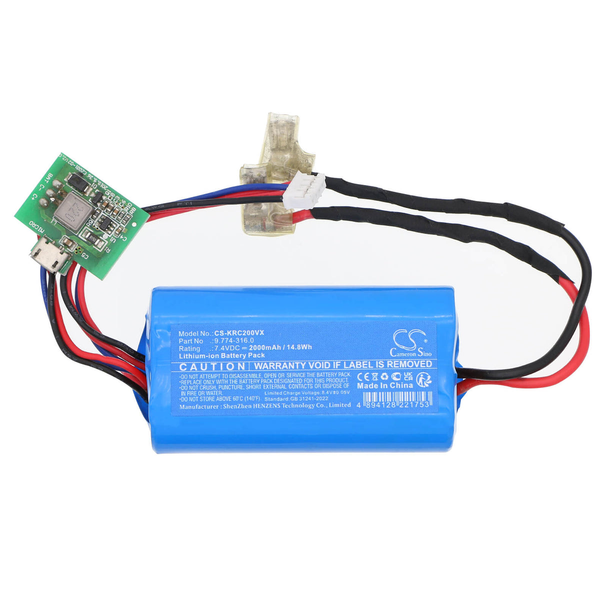 7.4V, Li-ion, 2000mAh, Vacuum battery fits Karcher, 9.774-316.0, CVH 2, 14.8Wh Vacuum Cameron Sino Technology Limited