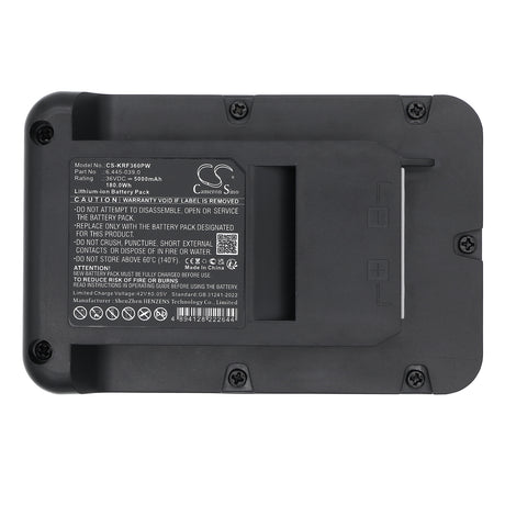 36V, Li-ion, 5000mAh, Gardening Tools battery fits Karcher, 6.445-039.0, Cordless lawn mower LMO 36-40, Cordless lawn mower LMO 36-46, 180Wh Gardening Tools Cameron Sino Technology Limited (Dangerous Goods)