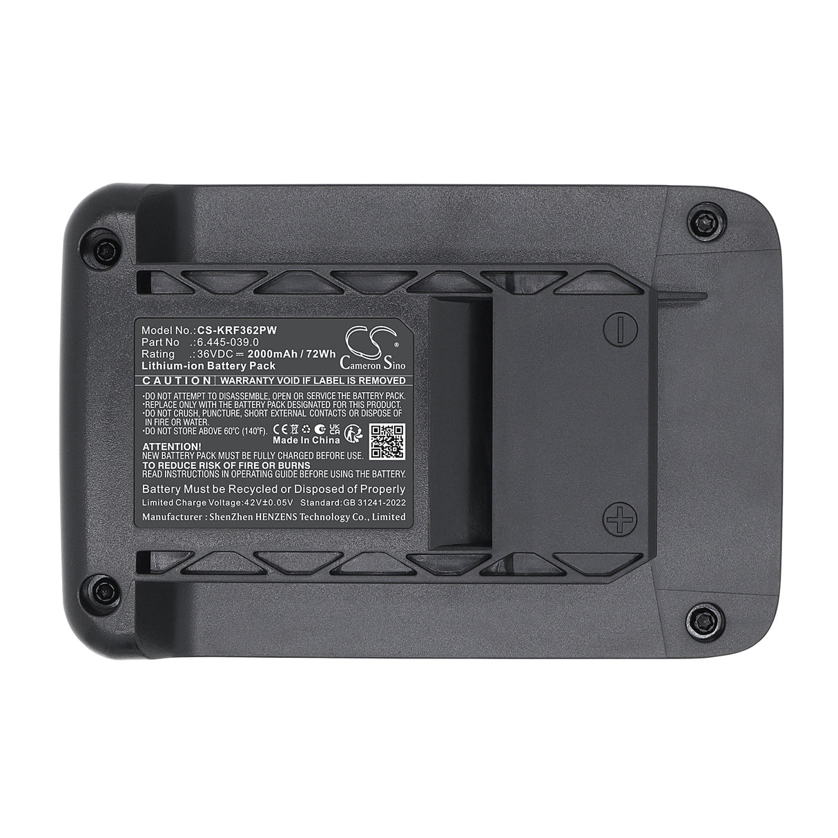 36.0V, Li-ion, 2000mAh, Gardening Tools battery fits Karcher, 6.445-039.0, Cordless lawn mower LMO 36-40, Cordless lawn mower LMO 36-46, 72Wh Gardening Tools Cameron Sino Technology Limited