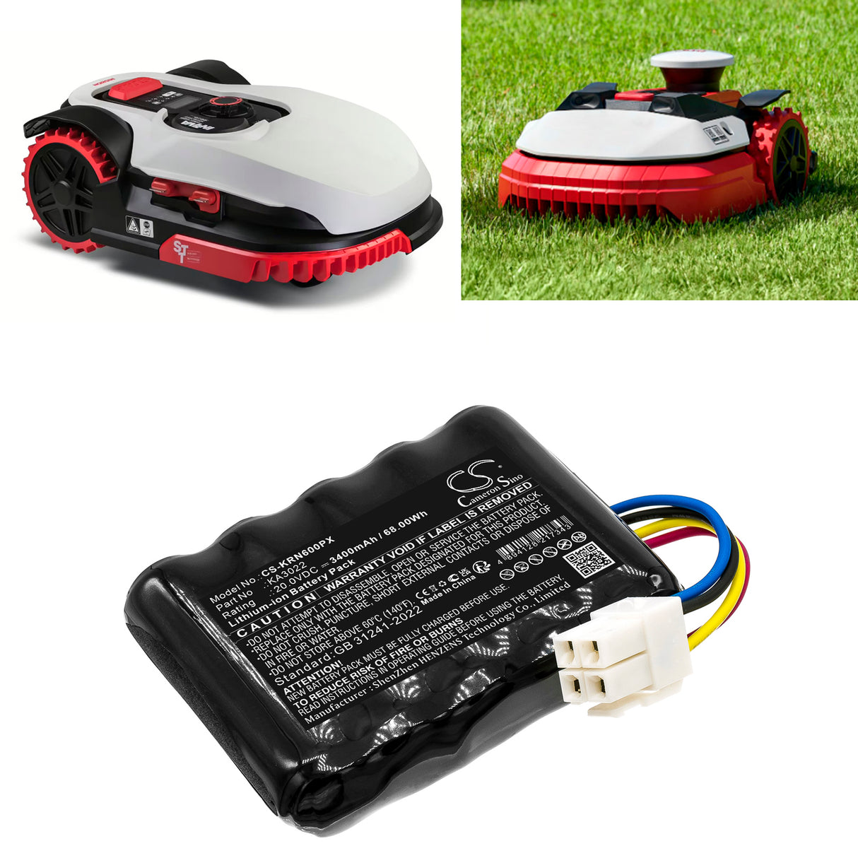 20.0V, Li-ion, 3400mAh, Lawn Mowers battery fits Kress, 59003453, Mission, Mission Kr100 Nano, 68.0Wh Lawn Mowers Cameron Sino Technology Limited