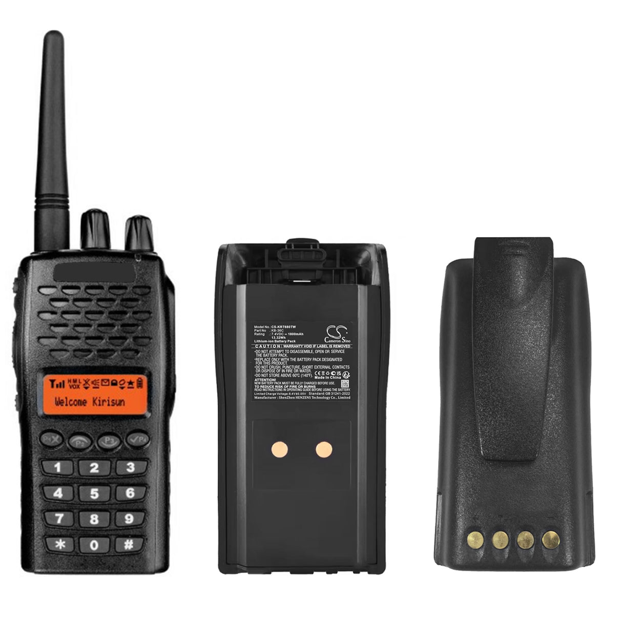 7.4V, Li-ion, 1800mAh, Two-Way Radio battery fits Kirisun, KB-36C, PT6500, PT-6500, 13.32Wh Two-Way Radio Cameron Sino Technology Limited