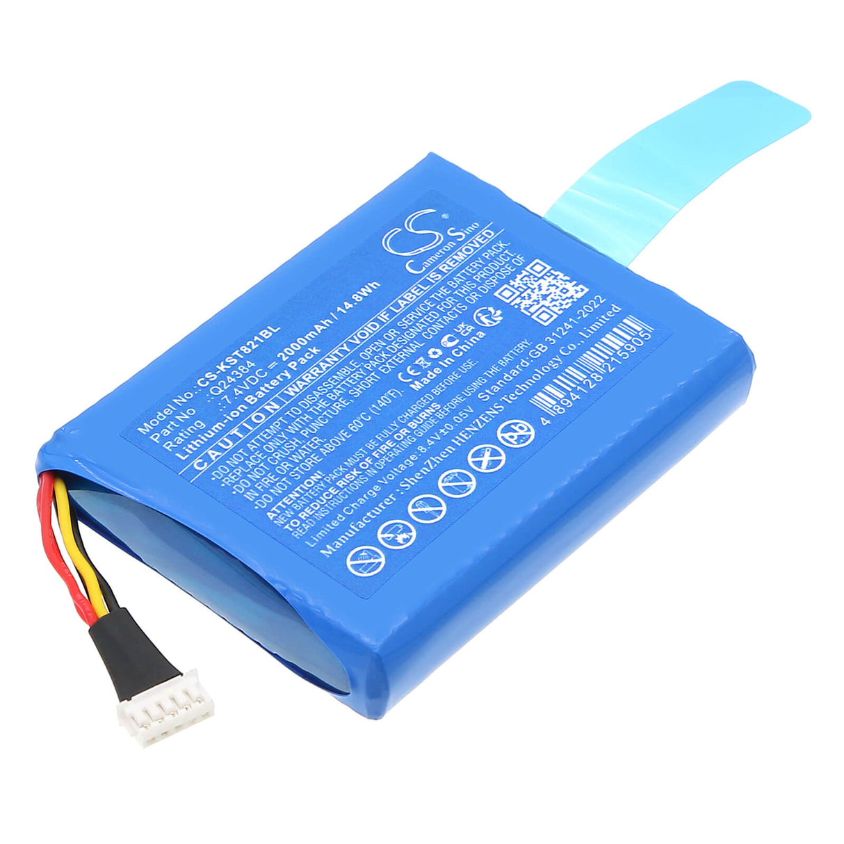 7.4V, Li-ion, 2000mAh, Payment Terminal battery fits Szzt, Q24384, Ks8210, 14.8Wh Payment Terminal Cameron Sino Technology Limited