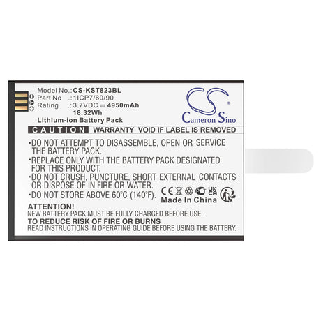 3.7V, Li-ion, 4950mAh, Payment Terminal battery fits Szzt, 1icp7/60/90, Ks8223, 18.32Wh Payment Terminal Cameron Sino Technology Limited