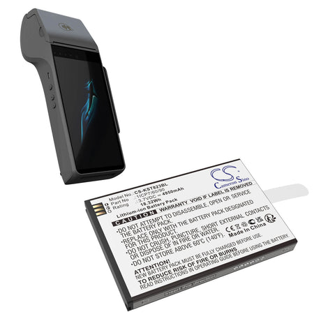 3.7V, Li-ion, 4950mAh, Payment Terminal battery fits Szzt, 1icp7/60/90, Ks8223, 18.32Wh Payment Terminal Cameron Sino Technology Limited