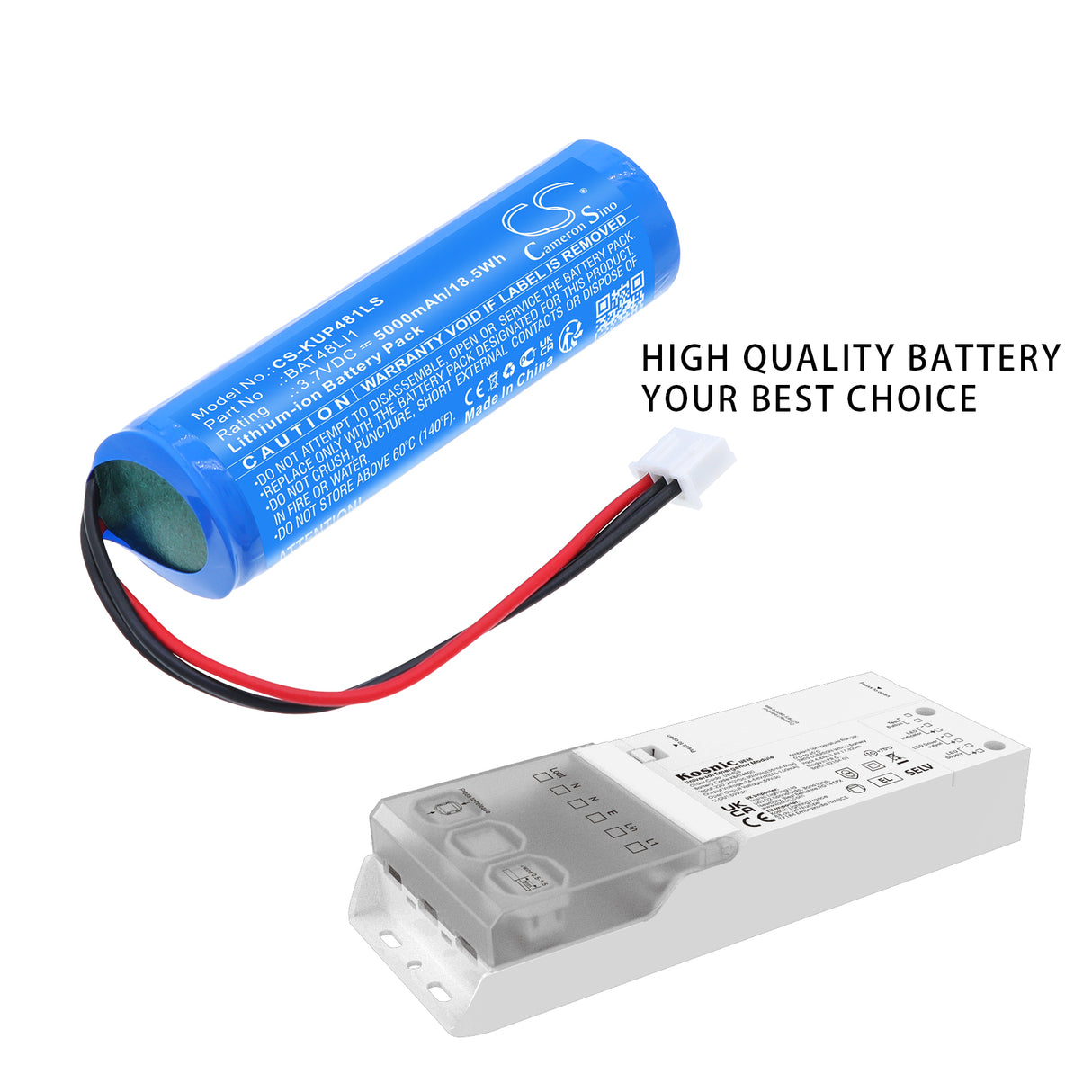 3.7V, Li-ion, 5000mAh, Emergency Lighting battery fits Kosnic, BAT48LI1, UEM03, UEM Pro Universal Emergency Module, 18.5Wh Emergency Lighting Cameron Sino Technology Limited
