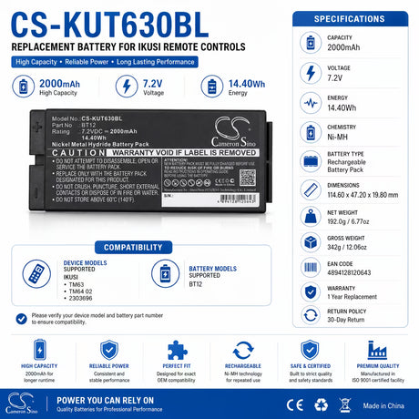 IKUSI BT12 Replacement Battery TM63 TM64 02 7.2V 2000mAh Crane Remote Control Cameron Sino Technology Limited