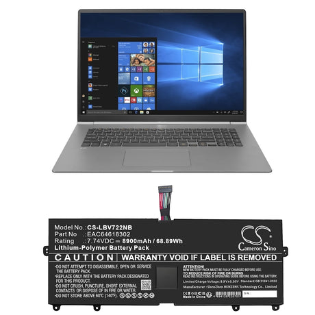 7.74V, Li-Polymer, 8900mAh, Notebook, Laptop battery fits Lg, EAC64618302, 15Z90N, 15Z90P, 68.89Wh Notebook, Laptop Cameron Sino Technology Limited