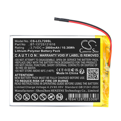 3.7V, Li-Polymer, 2800mAh, Tablet battery fits Polaroid, SR3070110P, MIDS747PXE, MIDS747PXE52, 10.36Wh Tablet Cameron Sino Technology Limited