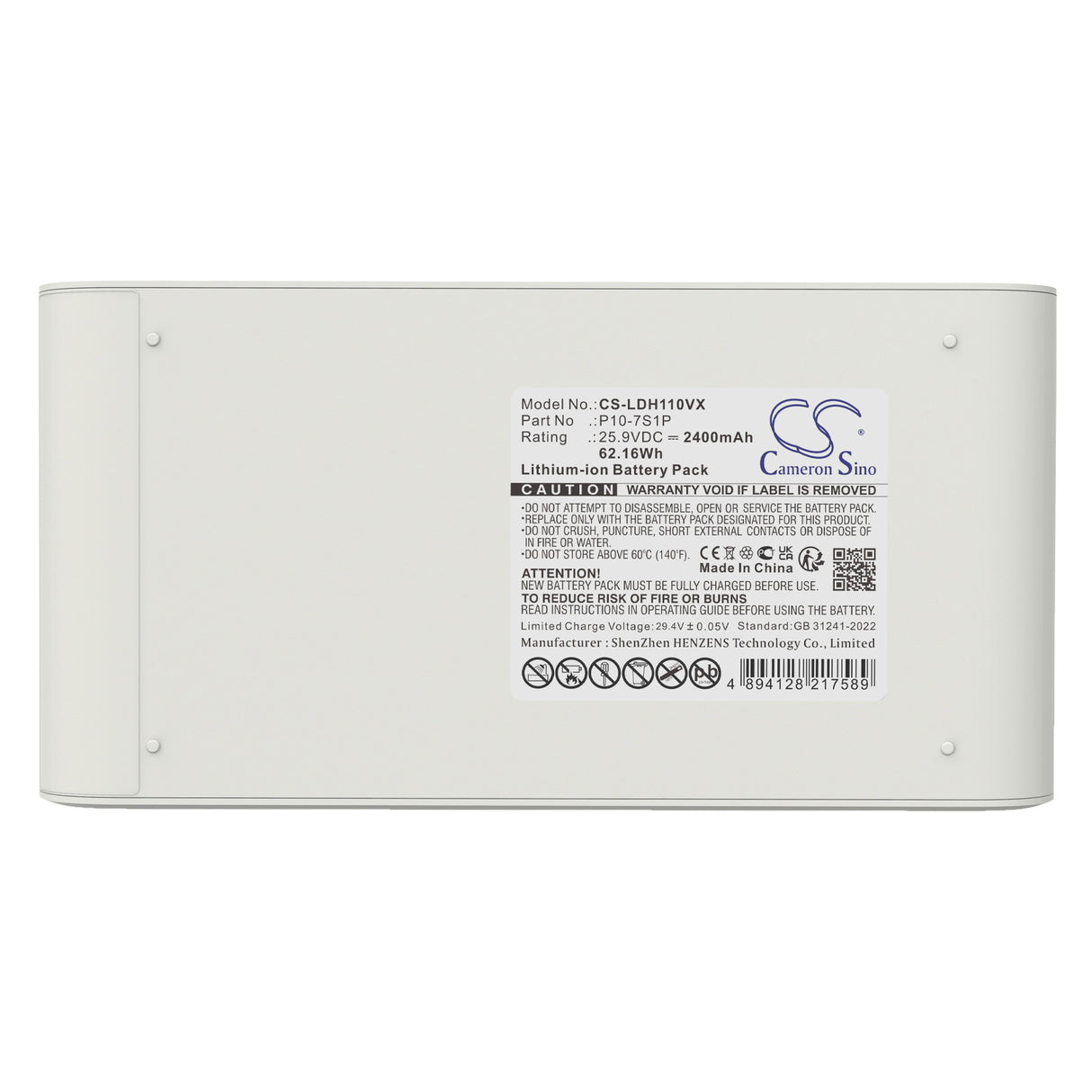 25.9V, Li-ion, 2400mAh, Vacuum battery fits Lydsto, P10-7s1p, H11, Lydsto H11h, 62.16Wh Vacuum Cameron Sino Technology Limited