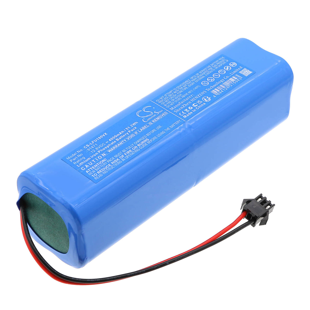 12.8V, LiFePO4, 4000mAh, Vacuum battery fits Lefant, TB12040F-P130A, LS1, U180, 51.2Wh Vacuum Cameron Sino Technology Limited