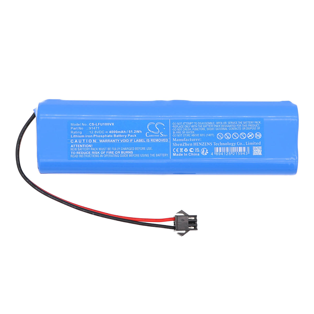 12.8V, LiFePO4, 4000mAh, Vacuum battery fits Lefant, TB12040F-P130A, LS1, U180, 51.2Wh Vacuum Cameron Sino Technology Limited
