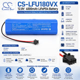 12.8V, LiFePO4, 4000mAh, Vacuum battery fits Lefant, TB12040F-P130A, LS1, U180, 51.2Wh Vacuum Cameron Sino Technology Limited