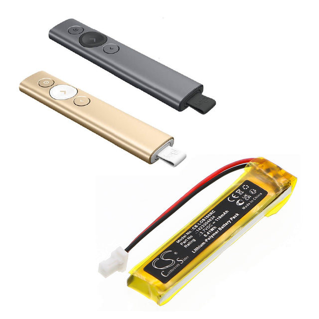3.7V, Li-Polymer, 110mAh, Remote Control battery fits Logitech, 1423304834, Spotlight Presentation Remote, 0.41Wh Remote Control Cameron Sino Technology Limited