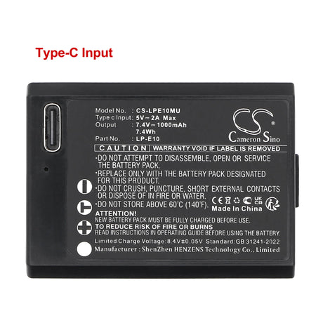 7.4V, Li-ion, 750mAh, Camera battery fits Canon, LP-E12, EOS 100D, EOS Kiss X7, 5.55Wh Camera Cameron Sino Technology Limited (Camera)