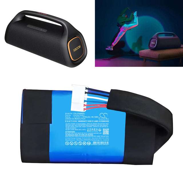 14.8V, Li-ion, 6700mAh, Speaker battery fits Lg, Eac64790801, Xboom Go Xg9, Xg9qbk.abrallb, 99.16Wh Speaker Cameron Sino Technology Limited