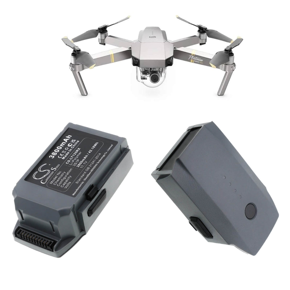 11.1V, Li-Polymer, 3800mAh, Drones battery fits Dji, Cp.pt.00000077.01, Mavic, Mavic Pro, 42.18Wh Drones Cameron Sino Technology Limited
