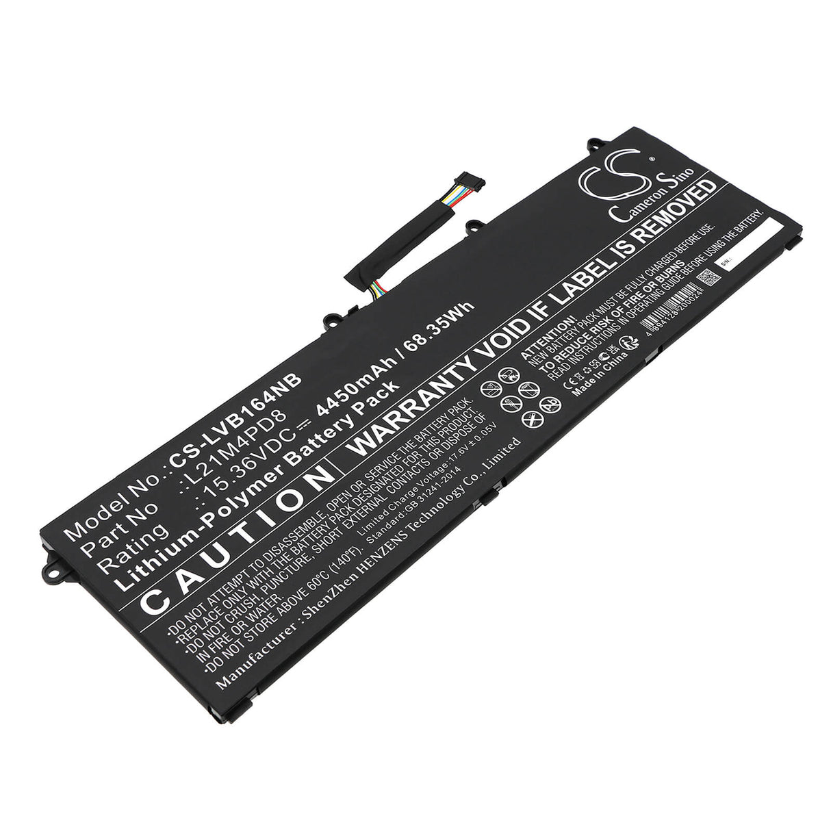 15.36V, Li-Polymer, 4450mAh, Battery fits Lenovo, Thinkbook 16 G4 Ara 21d10003kr, Thinkbook 16 G4 Ara 21d10012kr, 68.35Wh Notebook, Laptop Cameron Sino Technology Limited