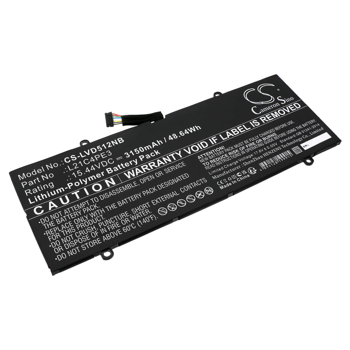 15.44V, Li-Polymer, 3150mAh, Battery fits Lenovo, Ideapad Duet 5 12iau7 82tq0002, Ideapad Duet 5 12iau7 82tq0006, 48.64Wh Notebook, Laptop Cameron Sino Technology Limited