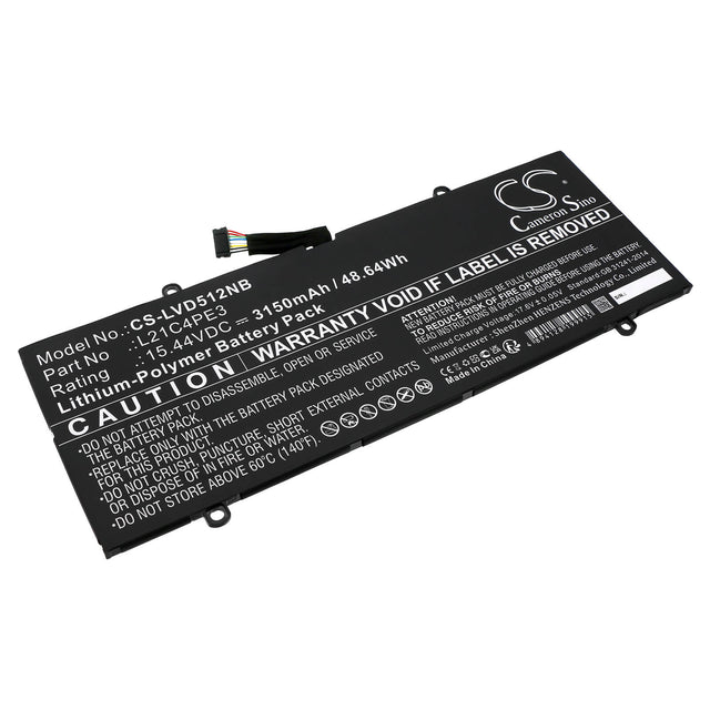 15.44V, Li-Polymer, 3150mAh, Battery fits Lenovo, Ideapad Duet 5 12iau7 82tq0002, Ideapad Duet 5 12iau7 82tq0006, 48.64Wh Notebook, Laptop Cameron Sino Technology Limited