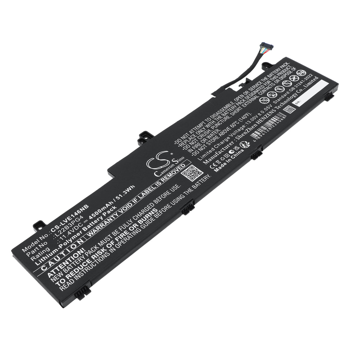 11.4V, Li-Polymer, 4500mAh, Notebook, Laptop battery fits Lenovo, 5B11K63020, ThinkPad E14 Gen 6, ThinkPad E16 G1 Core i5-1335U, 51.3Wh Notebook, Laptop Cameron Sino Technology Limited