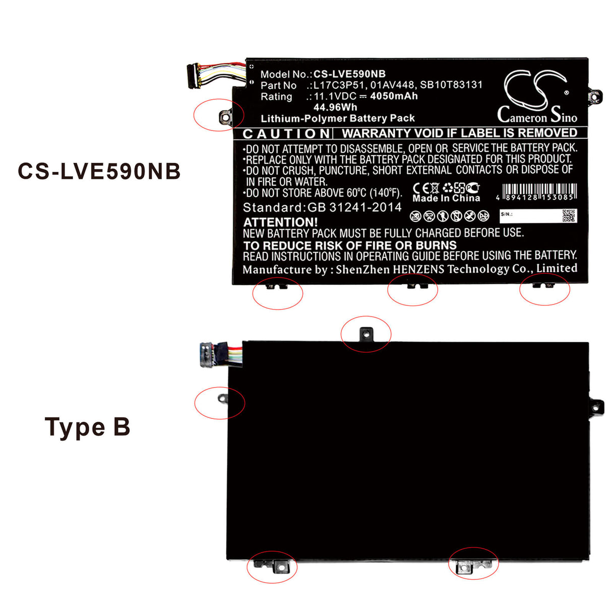 Battery For Lenovo, Thinkpad E14, Thinkpad E15, Thinkpad E15 20rd0011ge 11.1v, 4050mah - 44.96wh Notebook, Laptop Cameron Sino Technology Limited