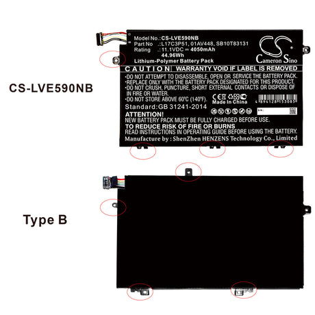 Battery For Lenovo, Thinkpad E14, Thinkpad E15, Thinkpad E15 20rd0011ge 11.1v, 4050mah - 44.96wh Notebook, Laptop Cameron Sino Technology Limited