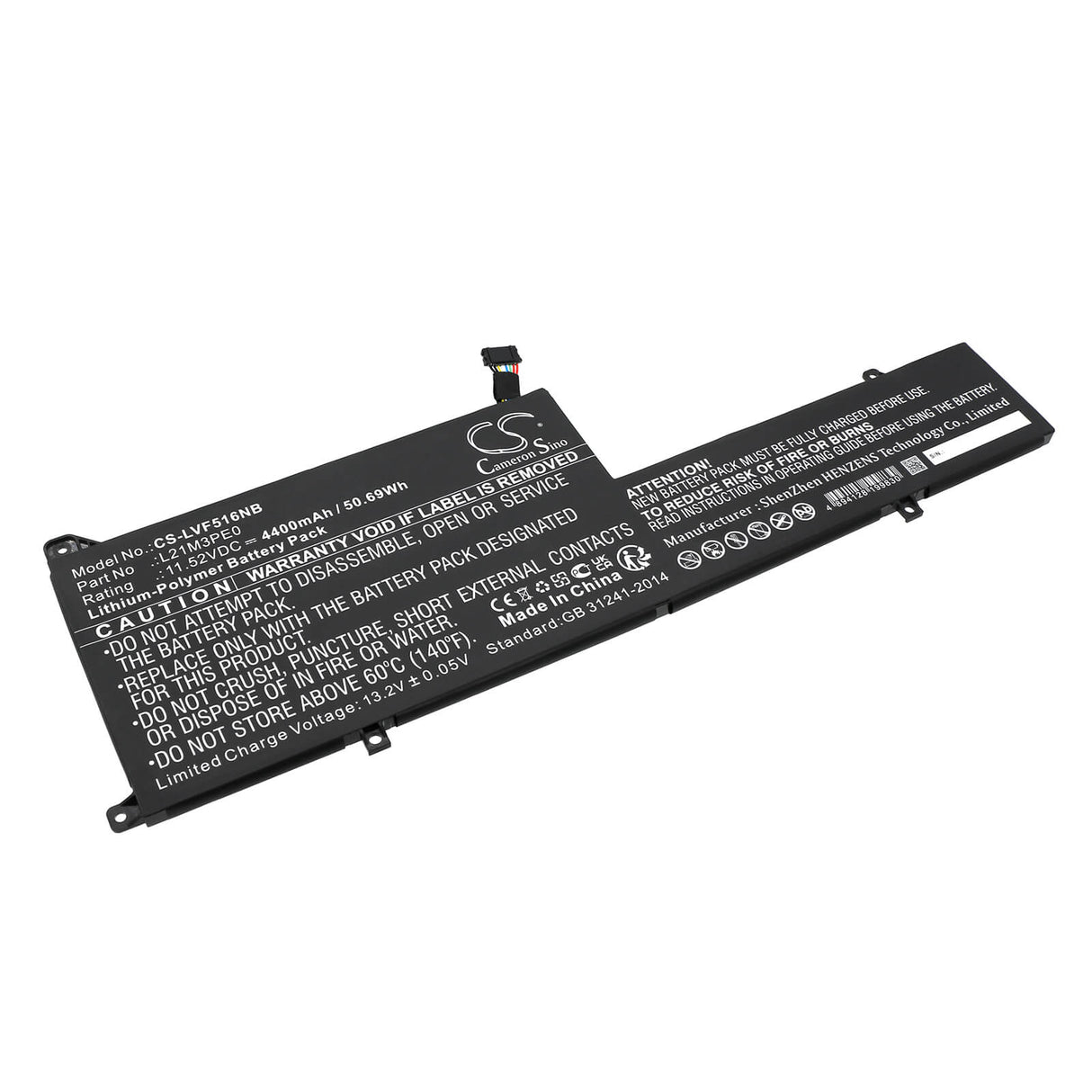 11.52V, Li-Polymer, 4400mAh, Notebook Battery fits Lenovo, Ideapad Flex 5 14abr8 82xx000d, Ideapad Flex 5 14abr8 82xx000v, 50.69Wh Notebook, Laptop Cameron Sino Technology Limited