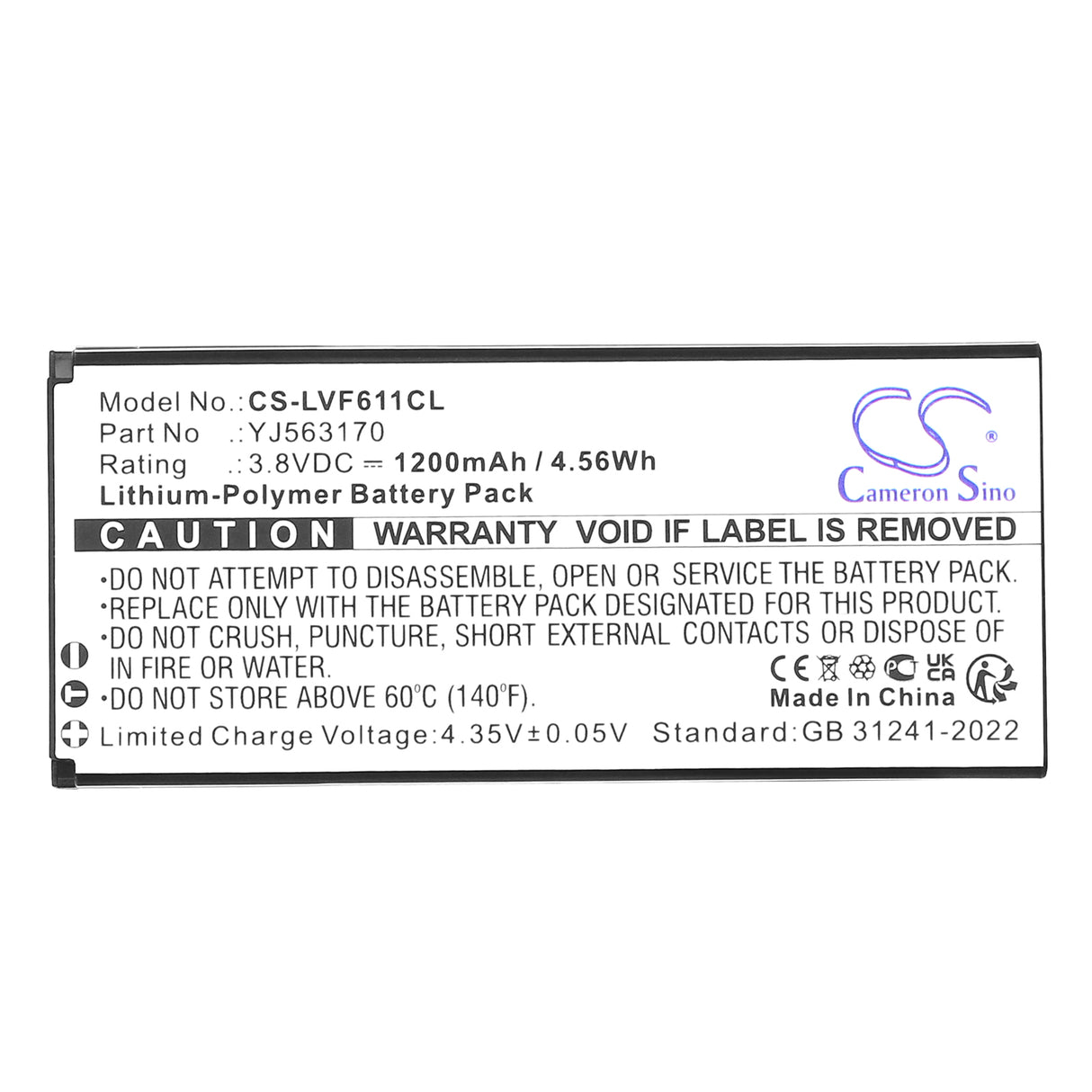 3.8V, Li-Polymer, 1200mAh, Cordless Phone battery fits Linkvil, BA30, Fanvil W610W, Fanvil W611W, 4.56Wh Cordless Phone Cameron Sino Technology Limited