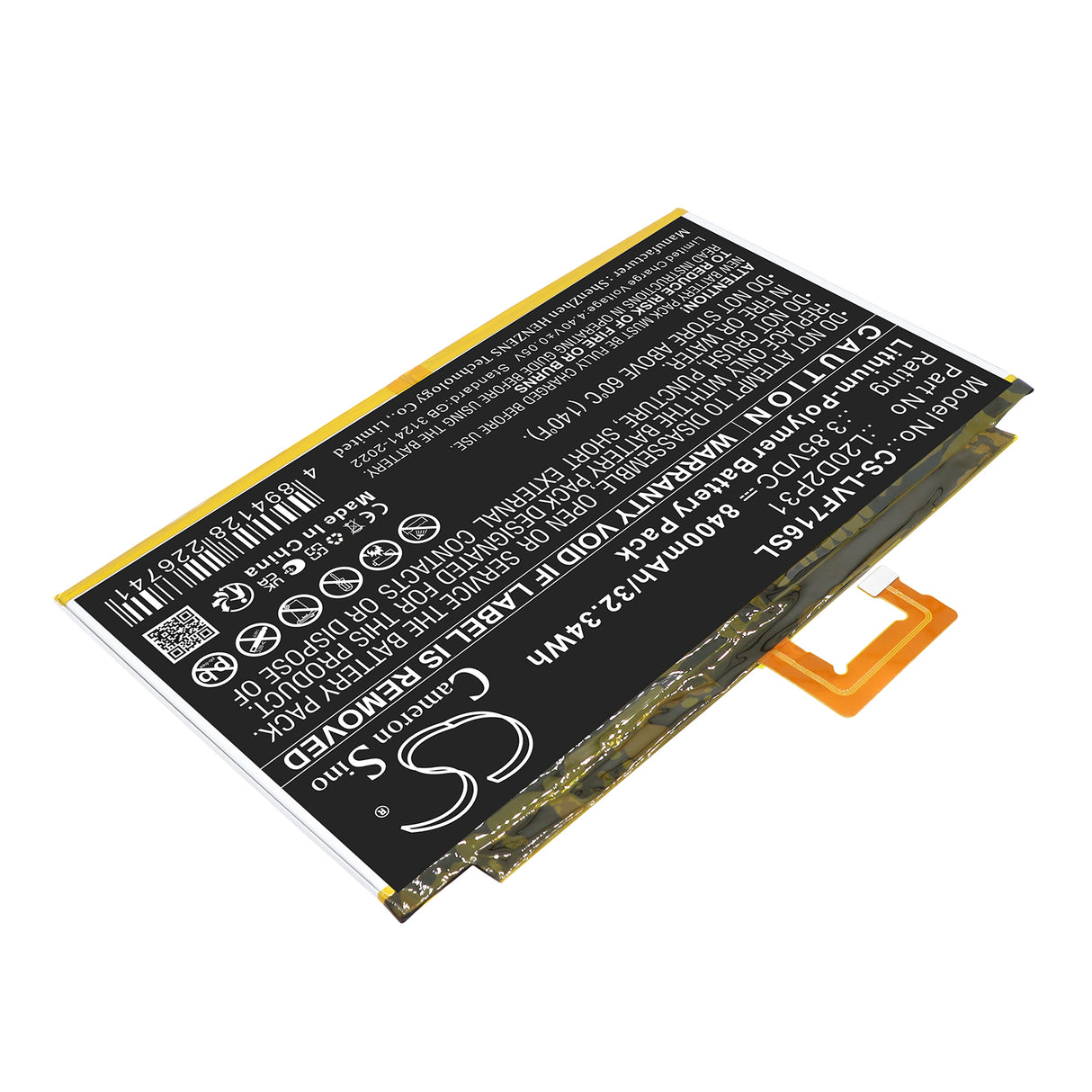 3.85V, Li-Polymer, 8400mAh, Tablet battery fits Lenovo, L20B2P31, Pad Pro 2021, TB-J706F, 32.34Wh Tablet Cameron Sino Technology Limited