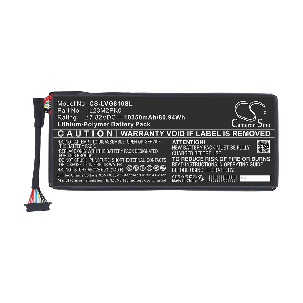 7.82V, Li-Polymer, 10350mAh, Game Console battery fits Lenovo, L13B2PK0, Legion Go 8APU1, 80.94Wh Game Console Cameron Sino Technology Limited