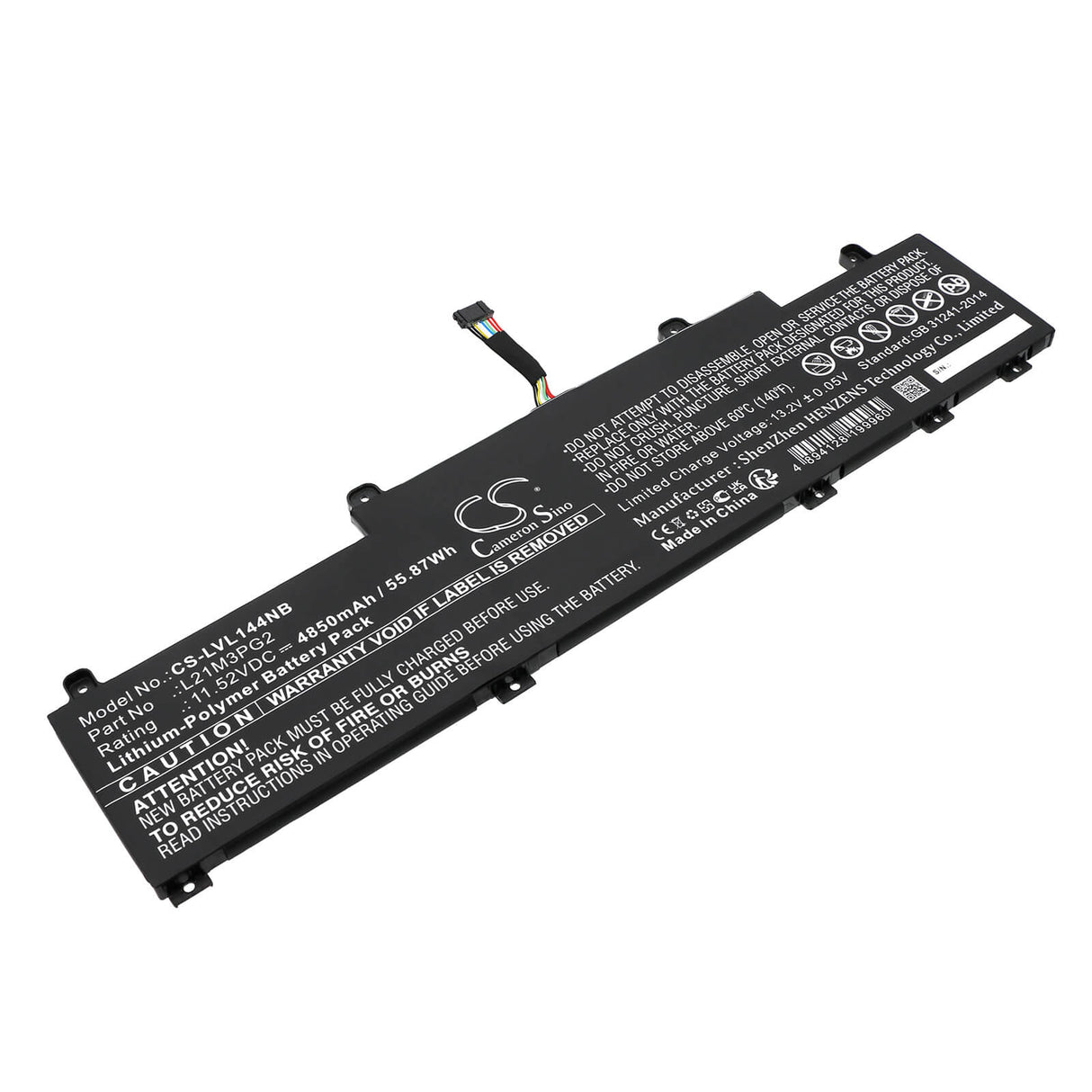 11.52V, Li-Polymer, 4850mAh, Notebook Battery fits Lenovo, Thinkpad C14 Gen 1 Chromebook, Thinkpad C14 Gen 1 Chromebook, 55.87Wh Notebook, Laptop Cameron Sino Technology Limited