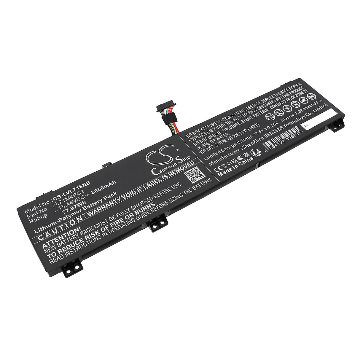 15.44V, Li-Polymer, 5050mAh, Battery fits Lenovo, Legion 7 16arha7 82uh0000us, Legion 7 16arha7 82uh0004uk, 77.97Wh Notebook, Laptop Cameron Sino Technology Limited