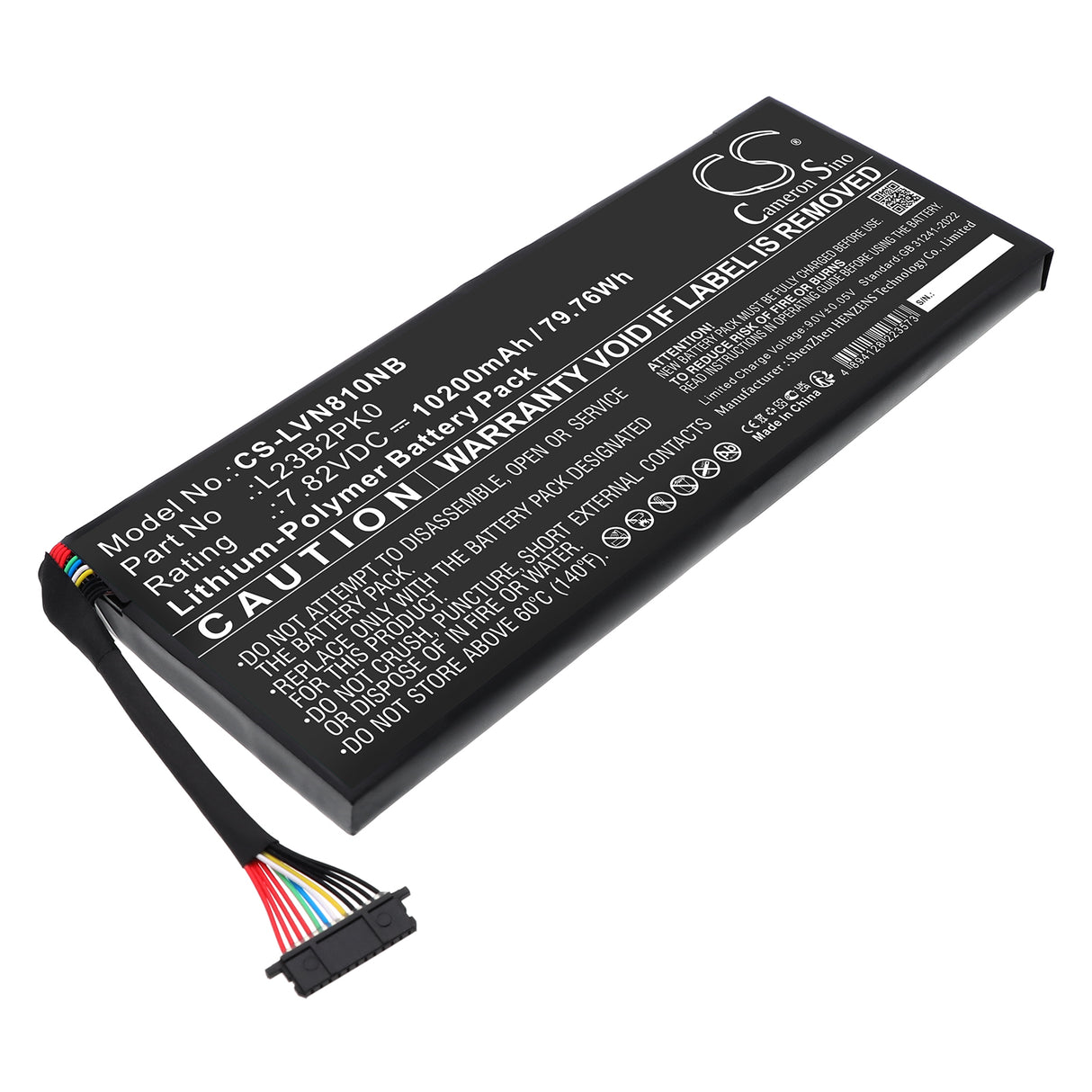 7.82V, Li-Polymer, 10200mAh, Notebook, Laptop battery fits Lenovo, 5B11M36296, Legion Go 8APU1, 79.76Wh Notebook, Laptop Cameron Sino Technology Limited