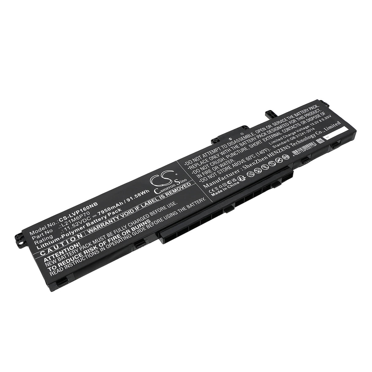 11.52V, Li-Polymer, 7950mAh, Notebook Battery fits Lenovo, Thinkpad P16 00cd 2022, Thinkpad P16 Gen1, 91.58Wh Notebook, Laptop Cameron Sino Technology Limited