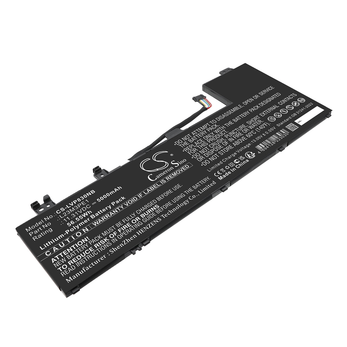 11.31V, Li-Polymer, 5000mAh, Notebook, Laptop battery fits Lenovo, 5B11M74074, 83DR0000SB, 83DR0002US, 56.55Wh Notebook, Laptop Cameron Sino Technology Limited
