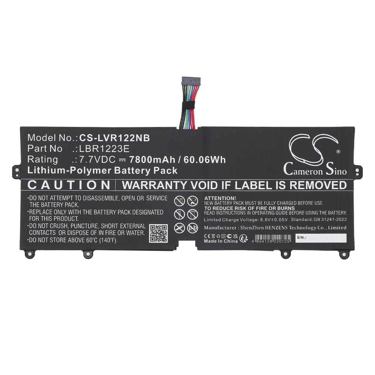 7.7V, Li-Polymer, 7800mAh, Notebook, Laptop battery fits Lg, LBR1223E, 14Z970, Gram 13Z970-A.AAS5U1, 60.06Wh Notebook, Laptop Cameron Sino Technology Limited
