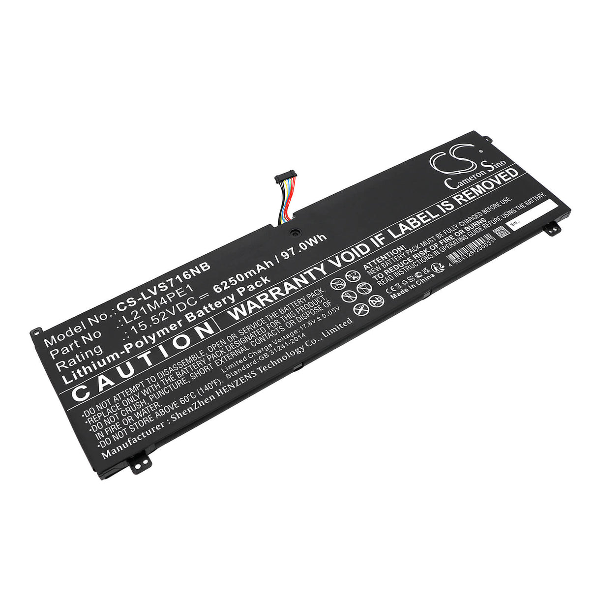 15.52V, Li-Polymer, 6250mAh, Notebook Battery fits Lenovo, Legion S7 16arha7, Legion S7 16arha7 82ug0000us, 97.0Wh Notebook, Laptop Cameron Sino Technology Limited