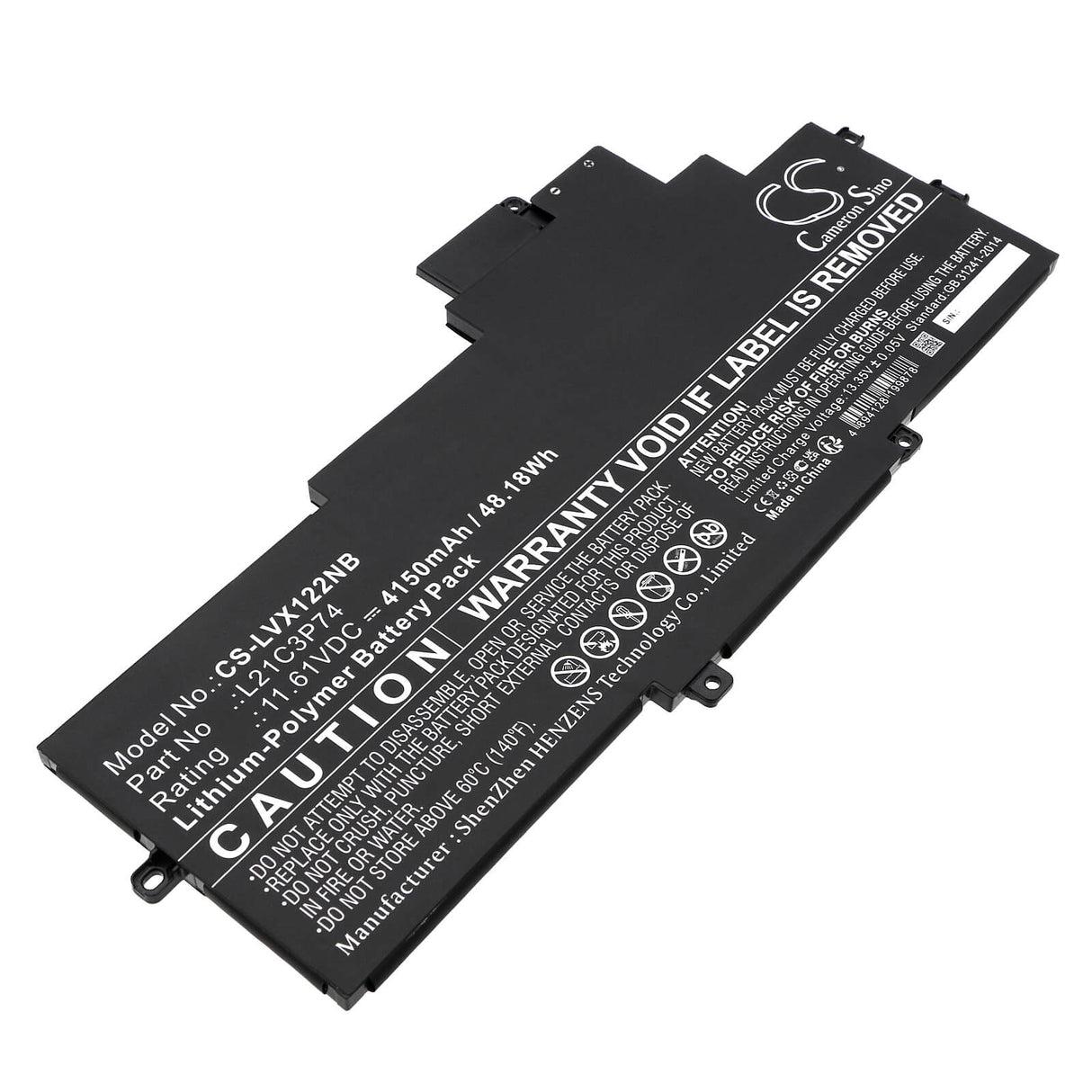 11.61V, Li-Polymer, 4150mAh, Notebook Battery fits Lenovo, Thinkpad X1 Nano Gen 2 21e8000, Thinkpad X1 Nano Gen 2 21e8000, 48.18Wh Notebook, Laptop Cameron Sino Technology Limited