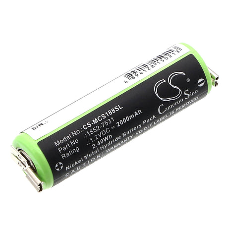 1.2V, Ni-MH, 2000mAh, Shaver battery fits Moser, Wella, 1590-7291, Chromini 1591, Chromini 1591b, 2.4Wh Shaver Cameron Sino Technology Limited
