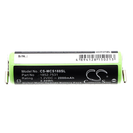 1.2V, Ni-MH, 2000mAh, Shaver battery fits Moser, Wella, 1590-7291, Chromini 1591, Chromini 1591b, 2.4Wh Shaver Cameron Sino Technology Limited