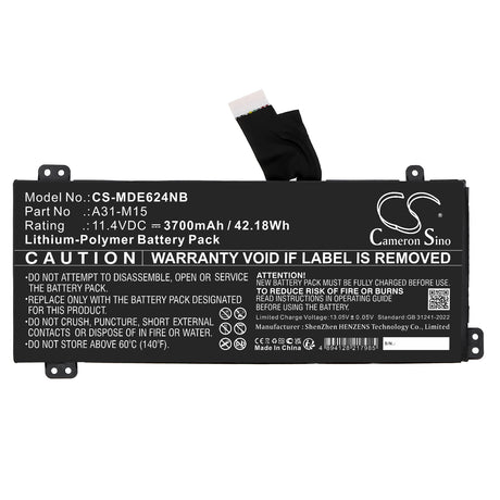 11.4V, Li-Polymer, 3700mAh, Notebook, Laptop battery fits Medion, 0b23-01q9000m, Akoya E6245, Akoya E6245(md 61126 Msn 30025, 42.18Wh Notebook, Laptop Cameron Sino Technology Limited