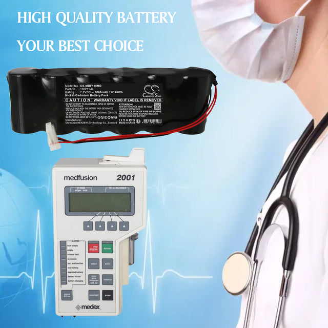7.2V, Ni-CD, 1800mAh, Medical battery fits Medfusion, 110211-K, Infusor 2001, Infusor 2010 Pump, 12.96Wh Medical Cameron Sino Technology Limited
