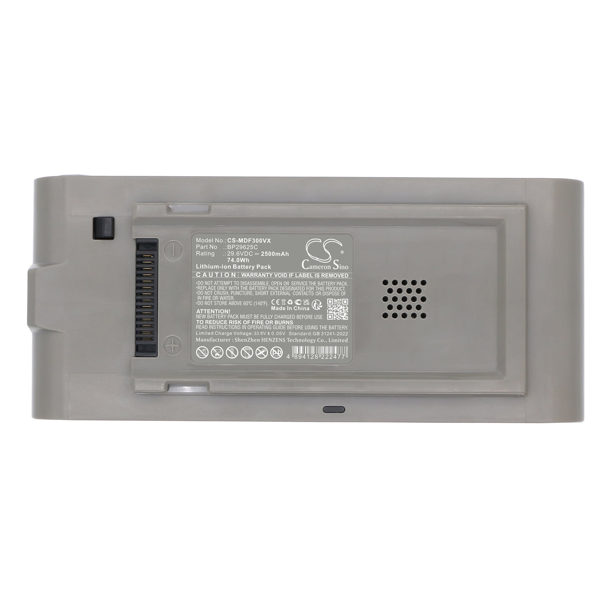 29.6V, Li-ion, 2500mAh, Vacuum battery fits Midea, BP29625C, F30, F30 Station, 74Wh Vacuum Cameron Sino Technology Limited