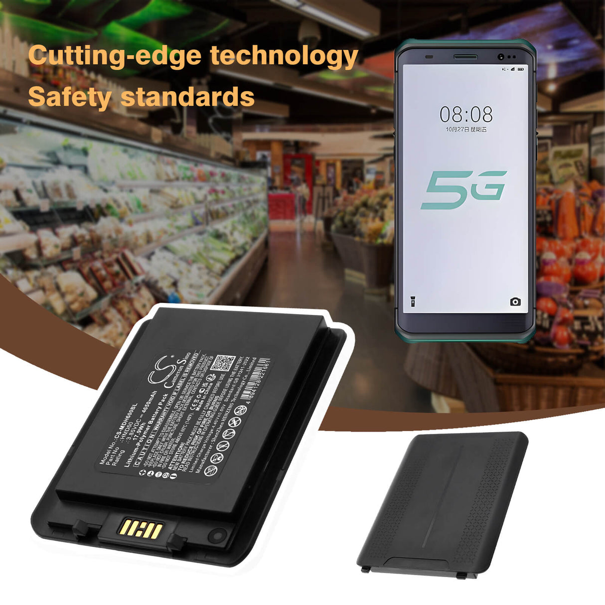 3.85V, Li-Polymer, 4650mAh, Barcode Scanner battery fits Mindeo, HMD60, M60, 17.9Wh Barcode Scanner Cameron Sino Technology Limited