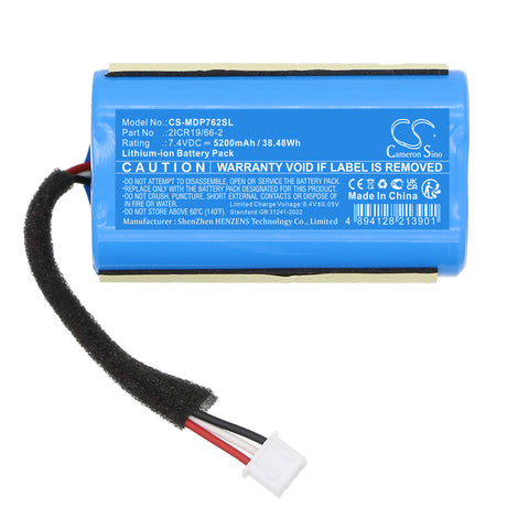 7.4V, Li-ion, 5200mAh , Speaker battery fits Medion, 2icr19/66-2, 50077078, Life P61762, 38.48Wh Speaker Cameron Sino Technology Limited
