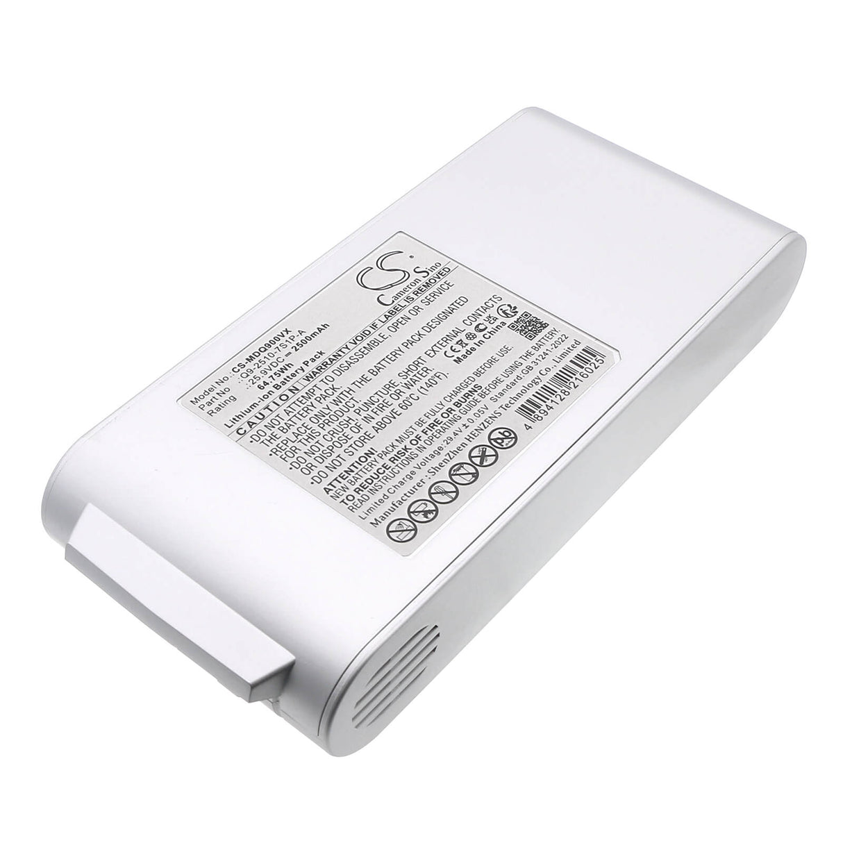 25.9V, Li-ion, 2500mAh, Vacuum battery fits Midea, Q9-2510-7s1p-a, Q9 Station, 64.75Wh Vacuum Cameron Sino Technology Limited
